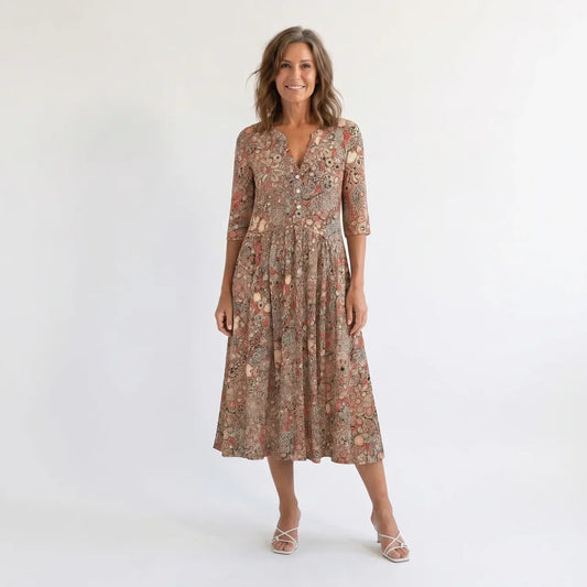 Harlow | Graceful V-Neck Elegance Midi Dress