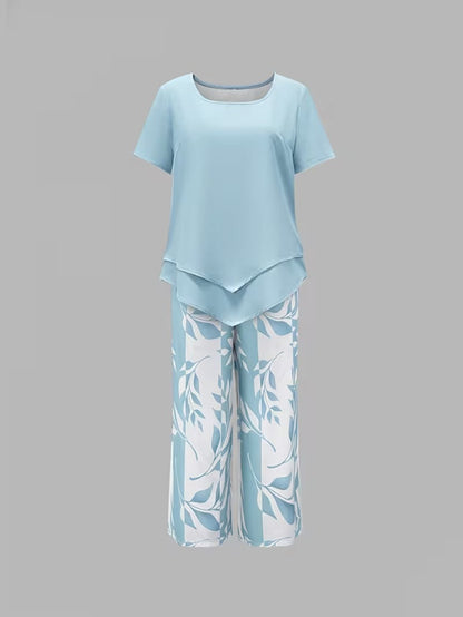 Arvessa™ | Casual Leaf Print Two Piece Set